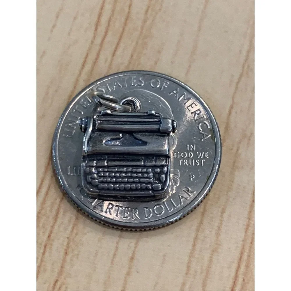 Vintage Typewriter Sterling Silver Jewelry Charm